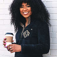 leopard dot placket on monogrammed sherpa pullover