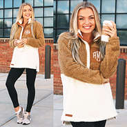monogrammed cozy sherpa pullover split