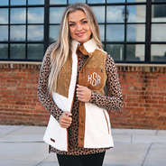 camel cozy sherpa vest