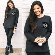 charcoal monogrammed heathered sweatshirt split