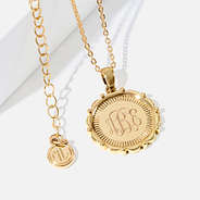 monogrammed medallion necklace in gold