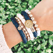 navy monogrammed nantucket bracelet stack