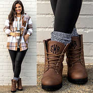monogrammed boots with monogrammed shacket