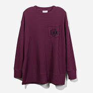 monogrammed waffle crewneck sweatshirt in wine