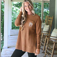 hickory waffle sweatshirt with leggings at cabin