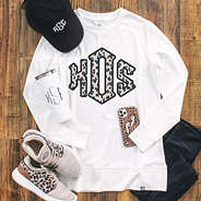 leopard ootd with personalized crewneck sweatshirt