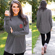 front and back of charcoal ohio state tee