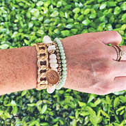 gold stretch chain link bracelet stack