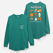 monogrammed fall t shirt in teal