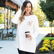 monogrammed quilted sweatshirt in white with leggings