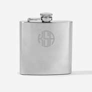 monogrammed silver drink flask with round block monogram
