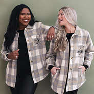 Girls wearing plaid jacket