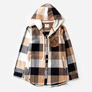 Monogrammed Shacket in Fall Caramel Plaid