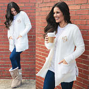 personalized Cozy Cardigan with sherpa tie booties