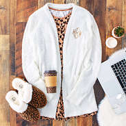 personalized Cozy Cardigan with leopard slippers and pajama