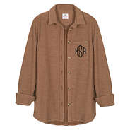 monogrammed corded shacket in hickory