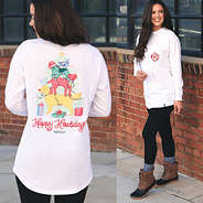 monogrammed long sleeve pocket tee with puppy dog tree