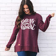 bless your heart sweatshirt with corded texture