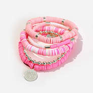 Monogrammed Mix Bead Bracelet in Blush