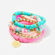 Monogrammed Mix Bead Bracelet Stack in Multi