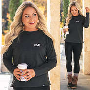 split image of charcoal casual sweatshirt with initials