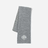Monogrammed Cable Knit Scarf in Heather Gray
