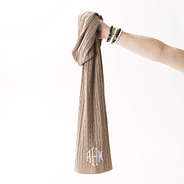 cable knit monogrammed scarf in tan