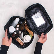 quilted travel train case inside shot