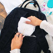 back pocket of quilted diaper backpack