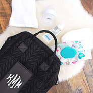 monogrammed quilted diaper backpack with wipes