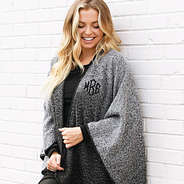 black ombre poncho with monogram
