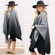 front and side of monogrammed ombre poncho