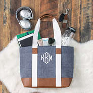 Monogrammed Chambray Purse with Accessories
