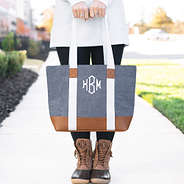 Monogrammed Chambray Tote with Duck Boots