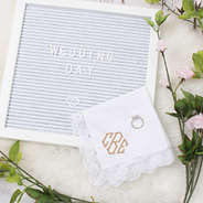 monogrammed bridal handkerchief with letterboard