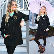 Monogrammed Rain Jacket in Black with Umbrella