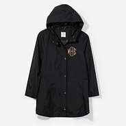monogrammed rain jacket in black