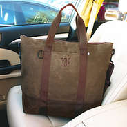 personalized brown waxed cooler in car - updated