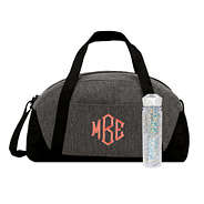 monogrammed small gym bag in heathered gray