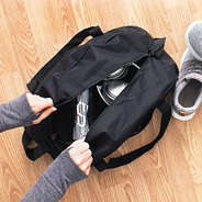 inside small gym bag with sneakers