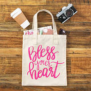 pink bless your heart canvas bag