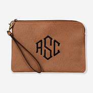 Monogrammed Wristlet in Brown