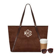 Monogrammed Suede Tote
