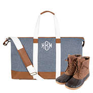 Monogrammed Chambray Weekender