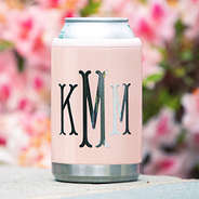 monogrammed blush can koolie with flowers
