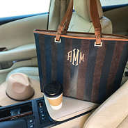 striped tote bag in car fall revamp