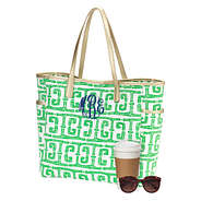 Monogrammed Boutique Green Tote Bag