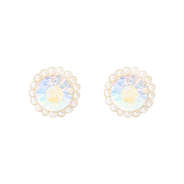 iridescent pave stud earrings