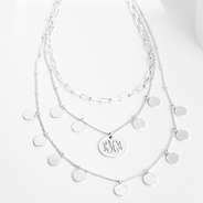 Monogrammed Triple Layer Necklace in Silver