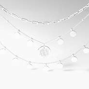 Detail shot of monogrammed triple layer necklace